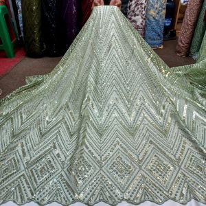 Murah! Tulle bordir Full payet Squenn Bahan kebaya motif Zigzag