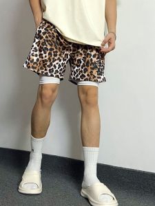 Quần Short Họa Tiết Da Báo American Hip Hop Cho Nam Mùa Hè Thoáng Khí Nhanh Khô Không Đến Đầu Gối Thể Thao Quần Bóng Rổ