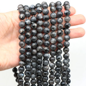 Natural Black Labradorite Larvikite Stone Beads 2 3 4 6 8 10mm Round Loose Bead for Jewelry DIY Making Bracelet Accessories 15"