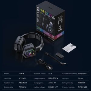 ONIKUMA | ONIKUMA GT806 Gaming Headset 2.4GHz Wireless Bluetooth 5.3 Tri Mode 50mm Driver RGB Mic Low Latency for PC PS5 PS4 Laptop Switch