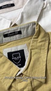 Kemeja Regular Fit Pria: Kemeja Polos Cotton Twill Slub