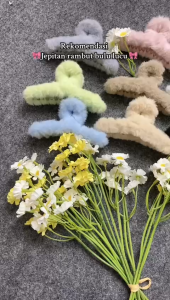 Onefashionmall Jepitan Rambut Bulu Halus Korea Jedai Silang Aksesoris Rambut Wanita Hair Pin BN013