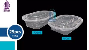 KLIR Thinwall Oval Tempat Makan Plastik Bening Anti Bocor 450ml 700ml