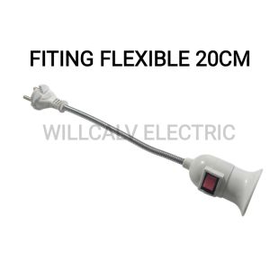 Fiting lampu flexible colok lampu belajar lampu tidur E27 saklar