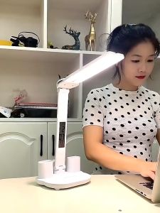 Lampu Meja Baca LED Display Double Head Pen Holder 3 in 1 5V 7W - BST-7019 Fimilo