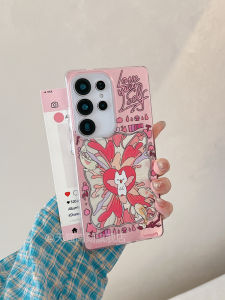 Pink IMD Feathered Pattern Samsung S25 Ultra Phone Case Protective Luxury Hard Shell for S24 plus S25 Edge S23 U A55A54 S22 plus