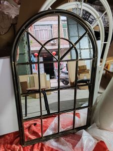Rustic Iron Art Square Decorative Mirror Frame Wall Mounted False Window Metal Living Room Restaurant Background Hanging