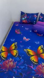 SPREI MOTIF KARAKTER KUPU MIDNIGHT TERLARIS BERKWALITAS SET SARUNG BANTAL SARUNG GULING