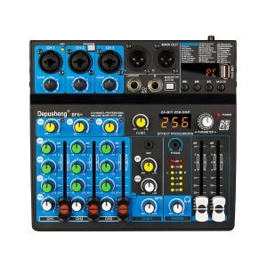 Depusheng | 5 Channel USB Mixer Depusheng DJ Sound Controller Mini Mixer Professional Audio Portable Sound Mixing Console with 256 DSP