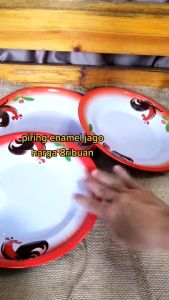 Piring Motif Ayam - Piring Enamel Jadul - Piring Motif Bunga