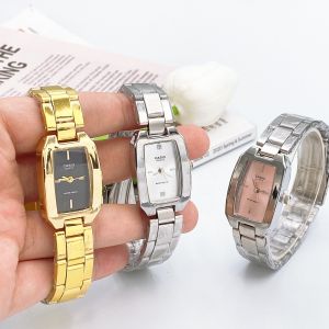 นาฬิกาแฟชั่นCasio สายเลท หน้าปัดทรงสี่เหลี่ยม หรูหรา สวยงาม ขนาดหน้าปัด 22 มม ฟรีกล่องCasio