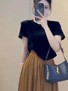 Korean Style Casual Luxury Short Top T-shirt Womens Spring New Half Skirt Two-piece Set Fashionable Sensation High End Feel