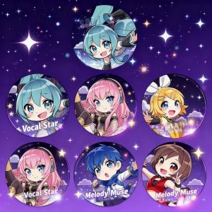 Bandai | Hatsune Miku Badge Keychain Miku Kagamine Rin Len Luka Kaito Meiko Acrylic Pendant Charm Brooch Gift