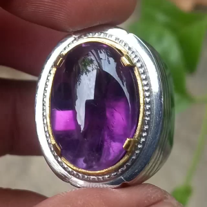 CINCIN BATU KECUBUNG UNGU AMETHYS QUART RING MONEL HM