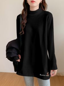 Thickened Double-Sided Dralon Half Turtleneck Bottoming Shirt Female Fall and Winter Middle Collar Heattech Inner Match Mid-Length Long Sleeves T-Shirt Loose