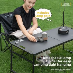 BUZHIHUANGYE | Folding Portable Outdoor Table with 4 Hydraulic Poles