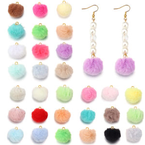 20pcs Imitation Rabbit Fur Covered Ball Beads 2cm Colorful Pompom Beads Charms Pendant For DIY Jewelry Making Earring Necklace