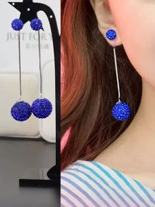 Elegant Long Pearl Drop Earrings Womens Fashion Silver Tassel Simple Design Best Friend Pendant Korean Style Stud Earrings