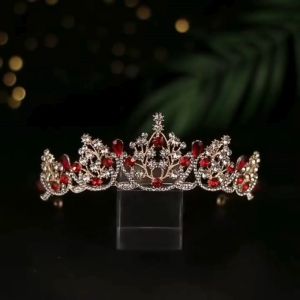 VitaStoree Mahkota Wedding Kristal Permata Lamaran Wisuda Tiara Gold Basic Series