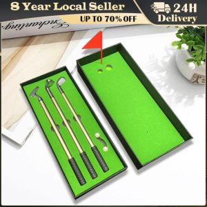 Golf Pen Set Mini Desktop Golf Ball Pen Gift Includes Golf Putter 3 Clubs Pen Balls Flag Desk Games Creative Writing Supplies
