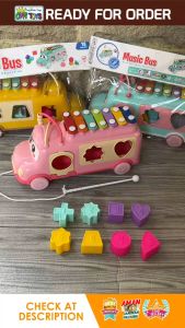 Mainan Xylophone Musik Bus YE 20 - Mainan Gambang Musik - Mainan Edukasi Puzzle Mobil Bis - Puzzle Shape Bentuk