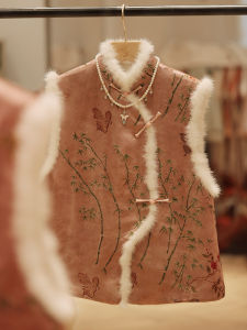 New Chinese Style Cheongsam Vest Traditional New Year Visit Clothing Winter Fashion Short Cheongsam Sleeveless Daily Wear