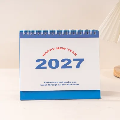 Metal Coil 2027 Desktop Calendar Paper Flip Page Standing Flip Calendar Standing Design Monthly Schedule Spiral Desk Calendar