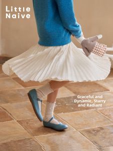 Little Naive | Princess Style Shiny Pleated Half Skirt for Girls