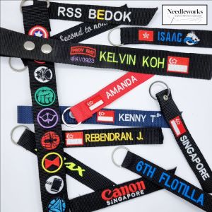 Embroidery Strap Customise Name Flag SG Local Seller Key Ring Button Luggage Tag Lost Found Tag