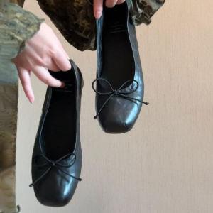 FANGXI | Spring Ballet Bow Square Toe Medium Heel Shoes