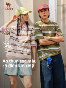 CAMEL | Áo Thun Sọc Ngang Phong Cách Retro