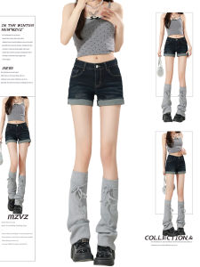 MZVZ | Quần Short Jean Ôm Cao Cổ American Vintage