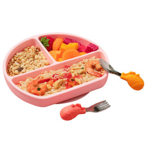 YeeHoO KIDS | Bộ Đĩa và Bát Silicone Hút Chân Không Chia Ngăn Cho Bé