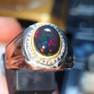 cincin batu black opal banten asli natural