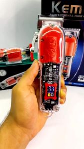 Kemei KM-1926 Transparent Style LED Professional Hair Cutting Machine USB Rechargeable Clipper Cordless Hair Trimmer with Fade Blade Green Color