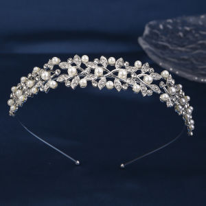 Fashion Silver Pearl Rhinestone HairBand Simple and Versatile Headwear Banquet Princess Tiara Bridesmaids Head Bands Gift