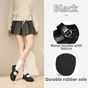 Josiny | Thick Sole Mary Jane Shoes Round Toe and Straps College Style