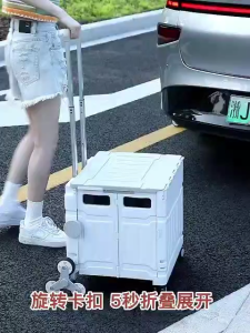 VISION Folding Shopping Cart with Magnetic Cover – Multifunctional Utility Trolley for Grocery Camping & Travel