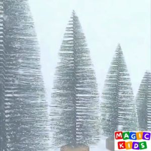 Magic Kids Christmas Tree Desktop Miniature Christmas Trees Mini Pine Tree Snow and Wood Base for Xmas Holiday Decoration