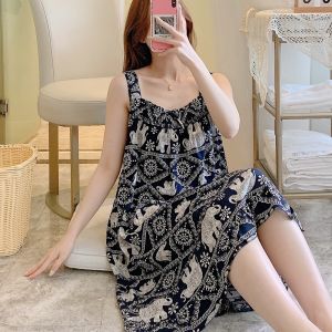 Artificial Cotton Nightdress Suspender Pajamas Womens Summer Pregnant Women Dress Mom Artificial Cotton Skirt Cotton Night Dress plus Size Outer Wear