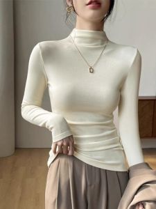 WANGGONGZHU | Half-High Neck Fleece Pullover 2025 New Style Slim Fit Long Sleeve Top