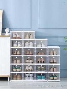HETEE Transparent Foldable Shoe Box 10Layer Installation-Free Storage Organizer with Large Capacity for Closet Entryway