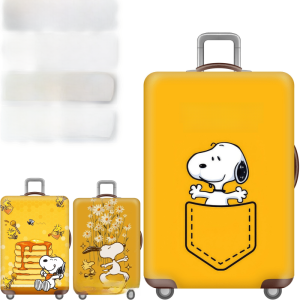 Yellow Elastic Snoopy Luggage Cover Travel Carry-On Suitcase Dustproof Protector Bag Skin for Business And Leisure Travel
