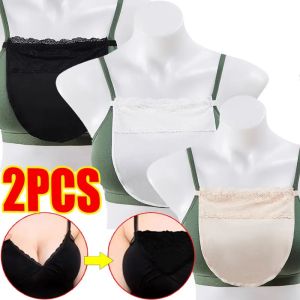 2Pcs Womens Lace Cleavage Cover Up Mock Camisole Bra Underwears Strapless Insert Wrapped Chest Invisible Clip-On Adjustable Tube Top