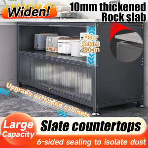 🔥SG Local Seller🔥2025 Upgrade Thickened 10mm Rock Slab Kitchen Storage Cabinet With Pulley Kitchen Storage Rack Bowls/Dishes/Microwave/Oven Kitchen Cupboard Organiser 厨房中岛柜 岩板柜 置物柜 收纳柜