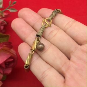 5 นิ้ว ความยาว ทองเหลืองลายปล้องตัดลายคั่นหัว งานทองเหลืองแท้ งานดิบไม่ได้ชุบ ทองเหลืองโบราณ