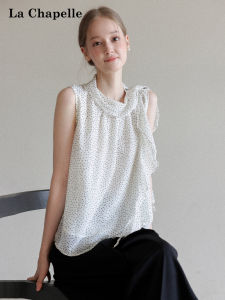 La Chapelle | Ruffle Polka Dot Bow-tie Summer New Elegant Sleeveless Shirt