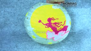 Moonlight Change Paper Lantern Classic Mooncake Festival Decorations DIY Crafting (w LED Light n Handle)