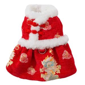 SHENJINGMAO | Đầm Thú Cưng Trung Quốc Truyền Thống Auspicious Chenille Thêu Mùa Đông