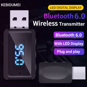 Kebidumei | Car Bluetooth 6.0 FM Transmitter Receiver Handsfree Call Mini USB Wireless Adapter Auto Audio with LED Display For Car FM Radio